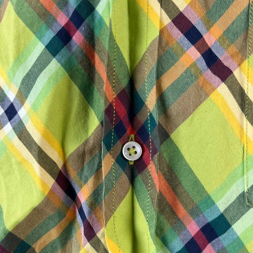 Tommy Hilfiger Shirt Adult Large Green Plaid Button Up Long Sleeve Casual Mens - Picture 5 of 16